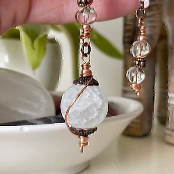 Handmade Quartz Crystal Copper Dowsing Pendulum Set - Picture 6 of 9